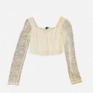 Wild Fable Cream Lace Long Sleeve Top